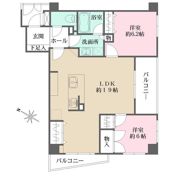 南東・南西の角住戸にて陽当り良好