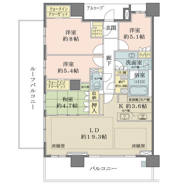 20階部分の角住戸。22.9帖のLDKをはじめゆとりある住空間が広がる、100平米超のお部屋です。