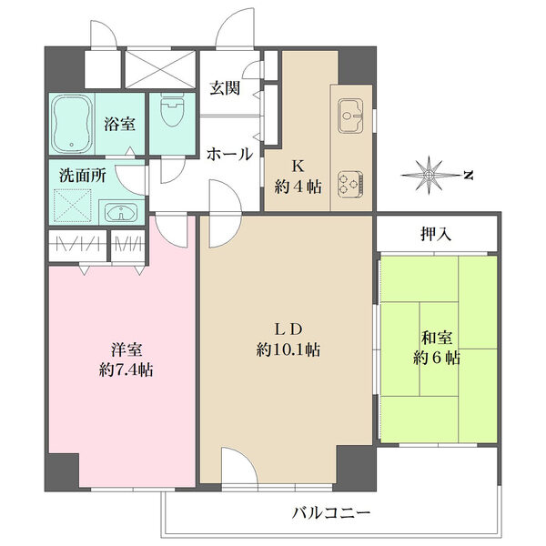 3居室が東向きに配され、爽やかな朝日を採り込める設計。廊下が少なく、住空間が広く確保されています。
