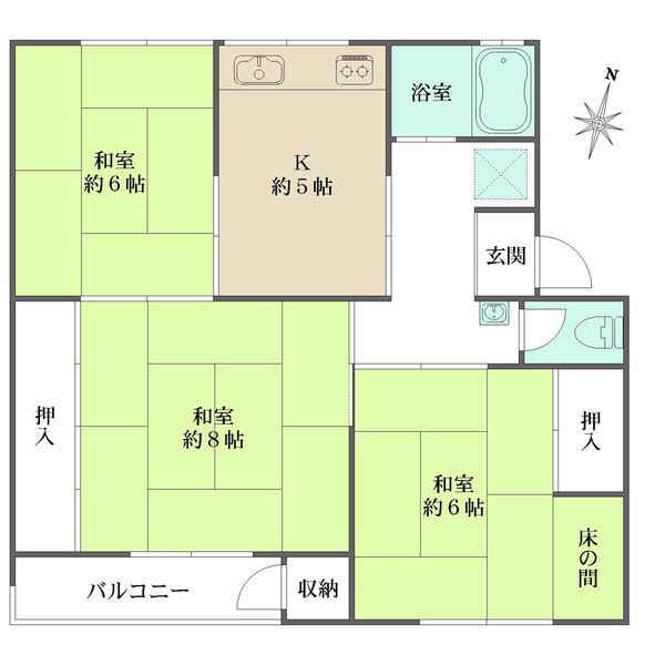 最上階・南東向きにつき、陽当り・通風・眺望に恵まれたお部屋です。各和室やキッチン、浴室に窓付きです。
