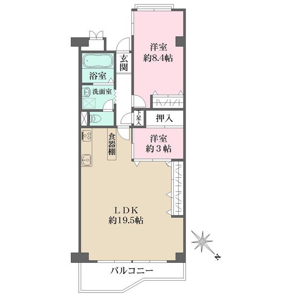 3面に開口部があり採光・通風良好な角住戸。全居室収納＆キッチンに食器棚付きで、住空間を広く使えます。