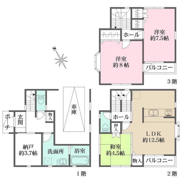 全居室2面以上採光＆収納付きの快適な住空間。プライバシー×開放感を両立した2階リビング設計の住まい。