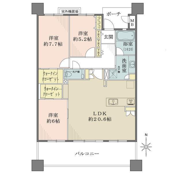 南向きで開放感のある約20.6帖のLDK。間口約8.7mのワイドスパン。1620サイズの浴室。