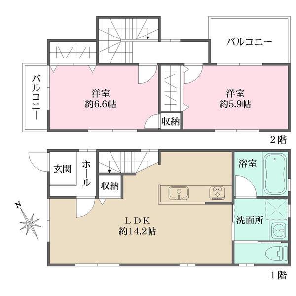 水まわりが1階に集約され、日々の生活動線がスムーズ。全居室に収納が備わり、住空間をすっきり保てます。