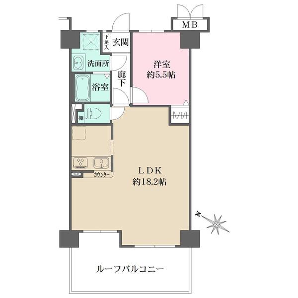 LDKは、南西向きルーフバルコニーに面しています。洋室は独立しており、プライバシー性の高い居室です。