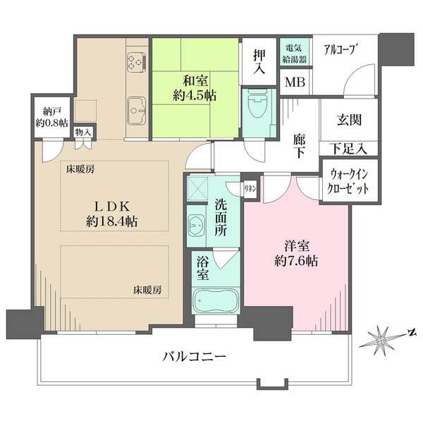 独立性の高い洋室、足を伸ばして寛げる和室など、多彩な過ごし方ができる住戸です。全居室収納付き。