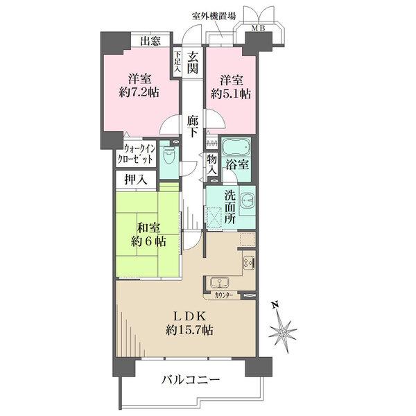 和室・洗面室は2WAY仕様で、行き来しやすい間取りです。南向きのLDKで団らんの時間を過ごせます。