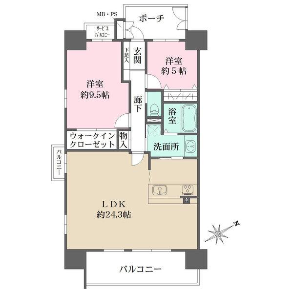 玄関先に門扉付きのポーチがあり、プライバシーに配慮されています。開口部が多く、通風良好です。