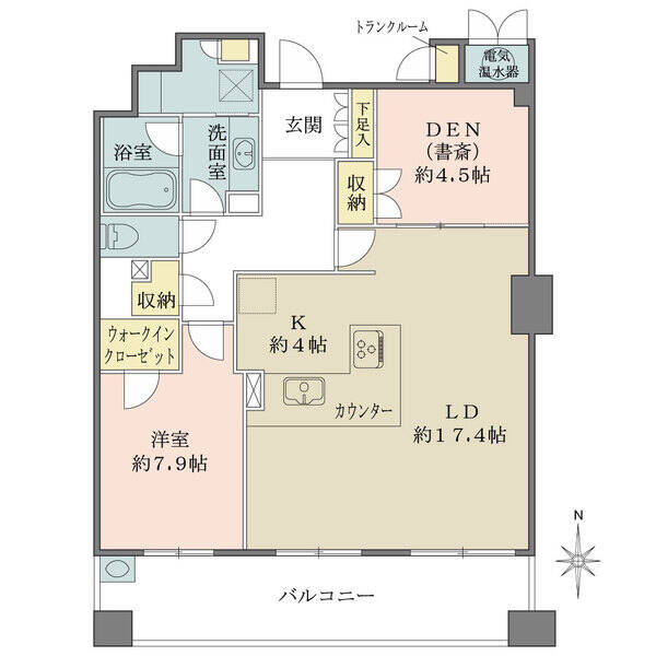LDKは合計約21.4帖の広さ。ウォークインクローゼットなど、住まいの随所に収納が設けられています。