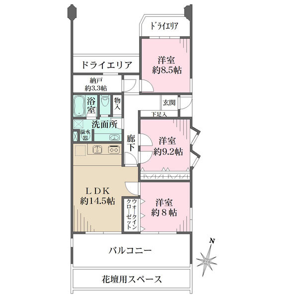 各洋室は8帖以上の広々空間。ウォークインクローゼットや納戸が設けられ、すっきり暮らせる住まいです。