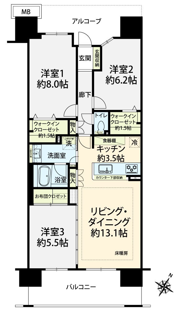 掲載の間取り図は設計図書を基に描き起こしたもので実際とは多少異なる場合があります。※1
