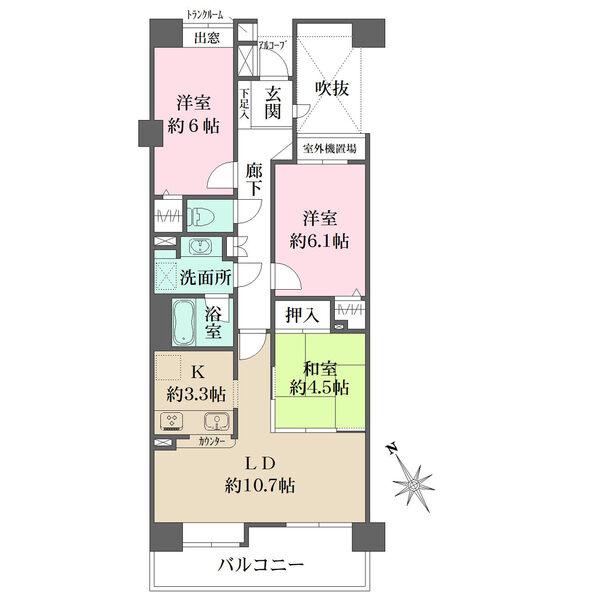 LDKと隣接した和室は、ライフスタイルに応じて空間の使い分けが可能。各和洋室や廊下に収納付きです。