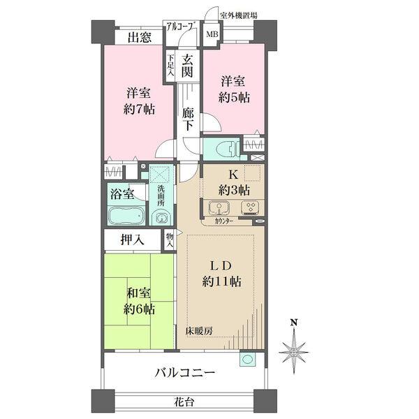 全居室に開口部あり。陽当り・通風良好な南向き。梁が少なく、家具のレイアウトがしやすい間取り設計です。