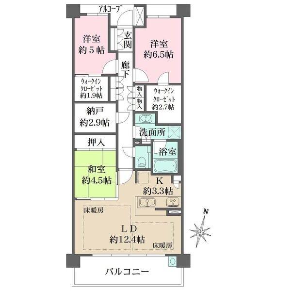 陽当り・通風良好な南向き住戸。納戸や2箇所のウォークインクローゼット付きで、快適な暮らしが叶います。