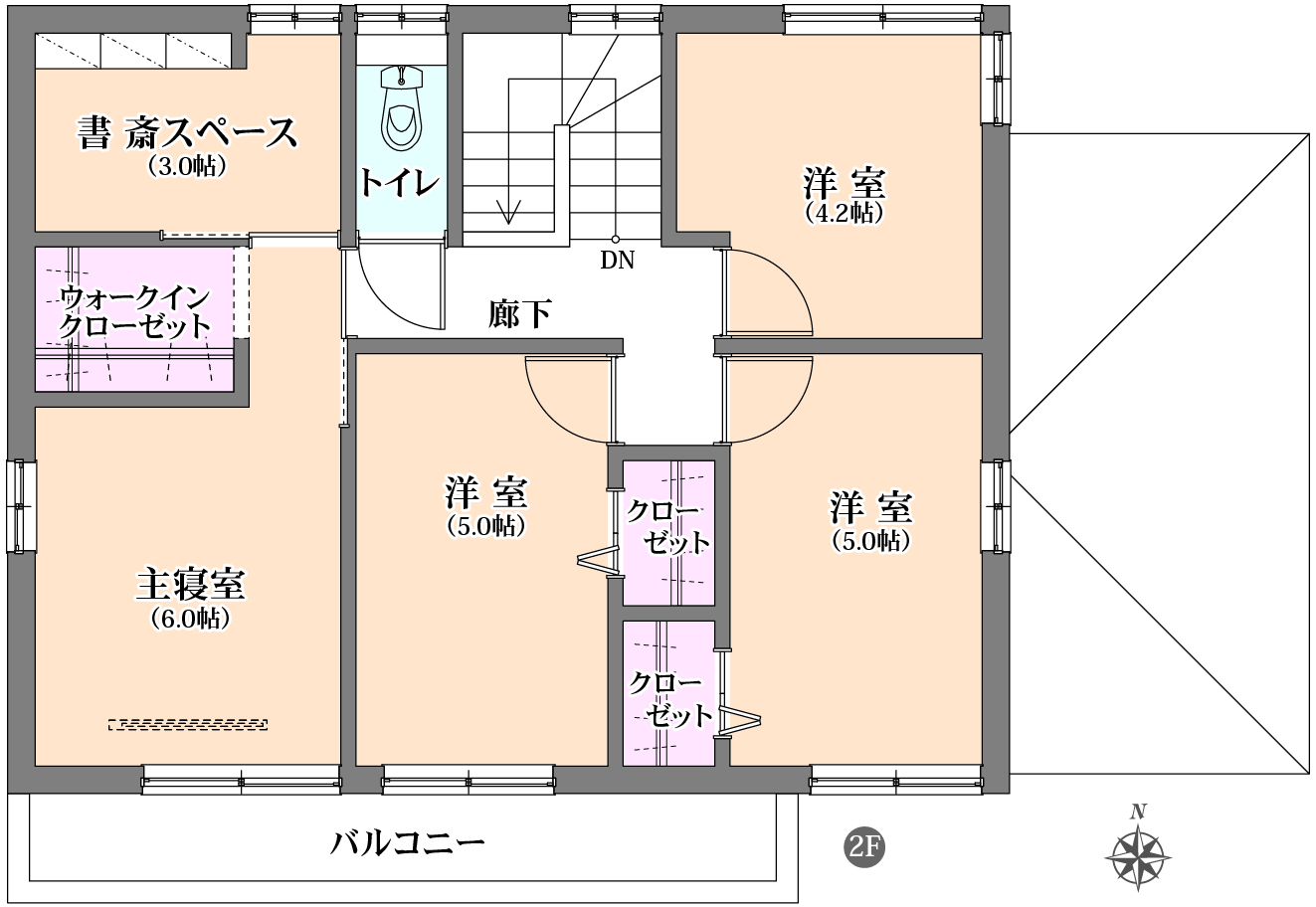 ２階間取図　掲載の間取り図は設計図書を基に描き起こしたもので実際とは多少異なる場合があります。