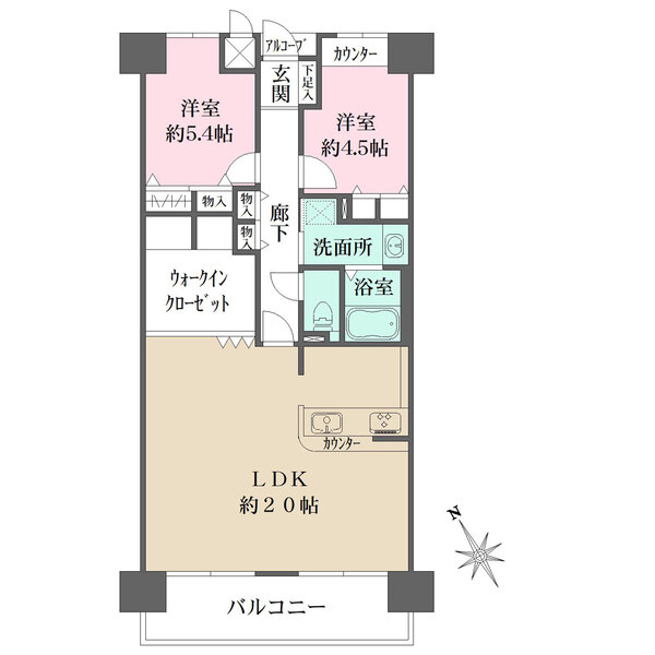 最上階15階部分。LDKのウォークインクローゼットをはじめ、全居室に収納が設けられています。