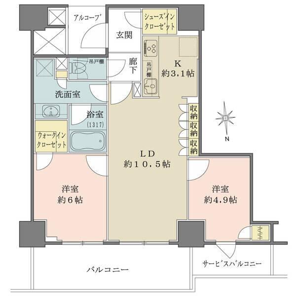 全居室がバルコニーに面し、明るい室内。キッチンは独立空間。ウォークインクローゼットなど収納が豊富。