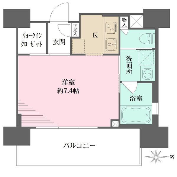 最上階の角住戸。洋室は約7.4帖、ウォークインクローゼットが備わっています。浴室に窓が有り通風良好。