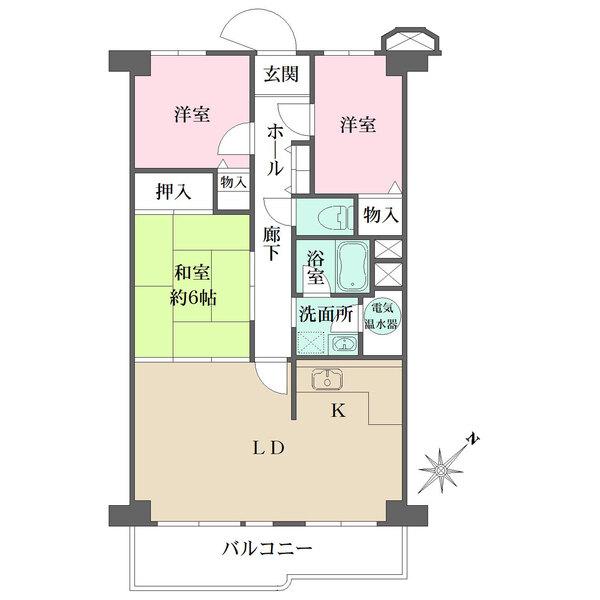 陽当り良好な南東向き住戸です。洋室2部屋は振り分けタイプのお部屋につき、プライバシーを確保できます。