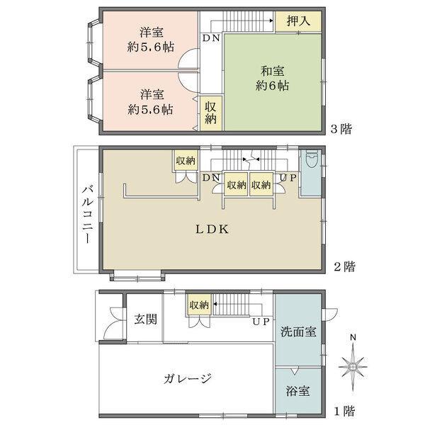 採光性やプライバシー性に配慮された2階リビング設計。全居室5帖超で、プライベートも確保できます。