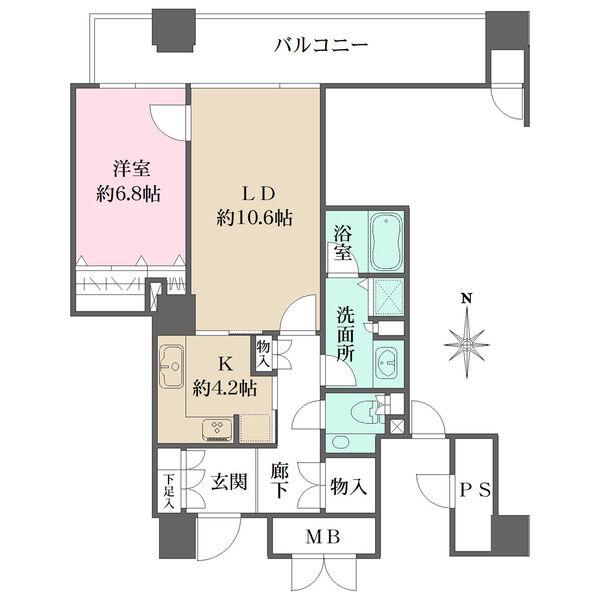 ワイドスパンバルコニーが2室に面し開放的。キッチンは便利な2WAY設計です。廊下部分の収納が充実。
