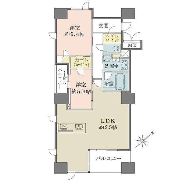 14階部分につき眺望良好。開口部が多く風通しの良い住まい。玄関から室内が見えにくい設計です。