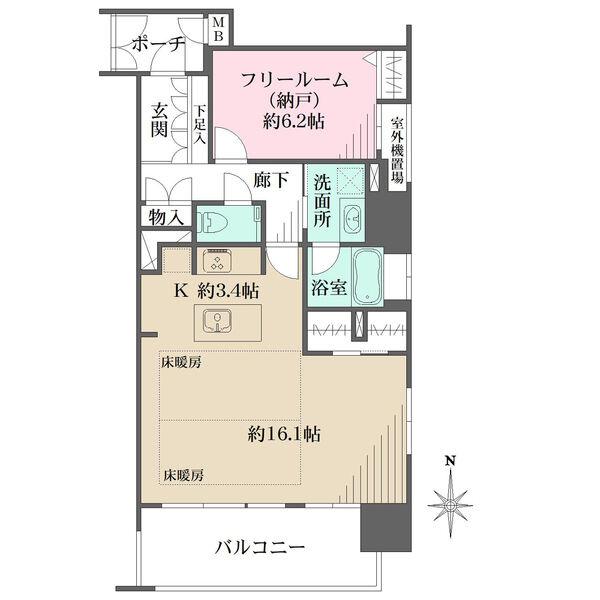 12階南東角住戸につき陽当り・通風・眺望良好。玄関外には住戸のプライバシー性を高める専用ポーチ付き。