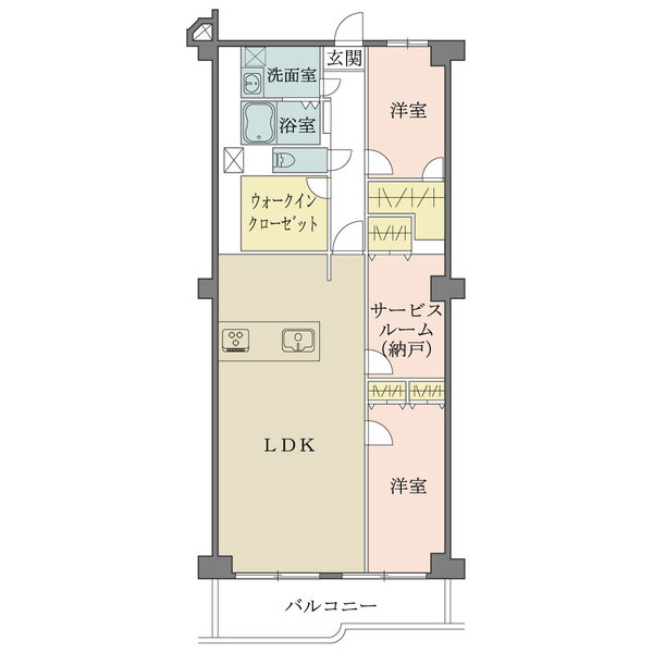 南向きにつき、心地良い陽光がお部屋全体を包み込みます。豊富な収納スペースも魅力のひとつです。