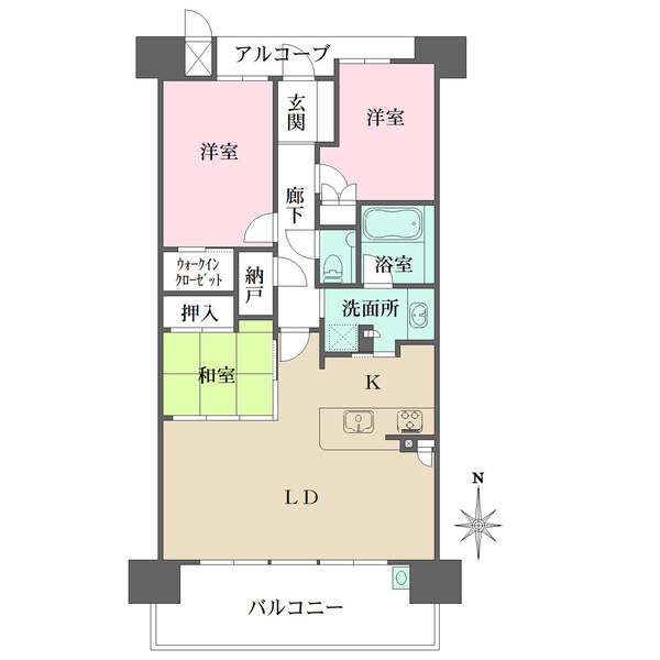 水回りは回遊性があり家事動線がスムーズです。ご家族の共有収納として使える納戸が設けられています。
