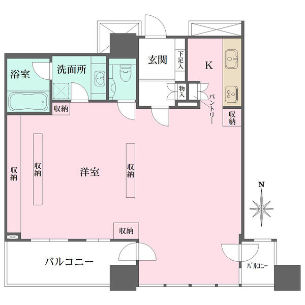 37階部分の南向きにつき、陽当り・眺望・通風良好。ゆとりある1Kの間取り。内廊下型マンションです。