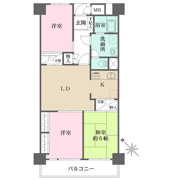 独立式のキッチンとなっており、LDに匂いがうつりにくい間取りです。
