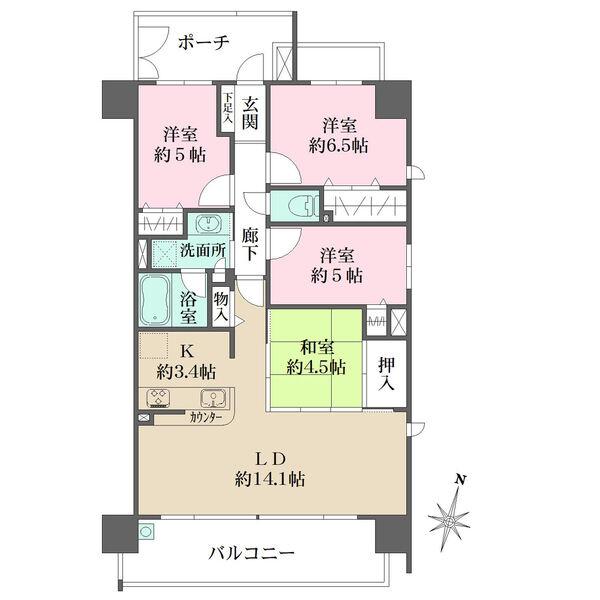 約6.5帖洋室のステップインクローゼットをはじめ全居室収納あり。