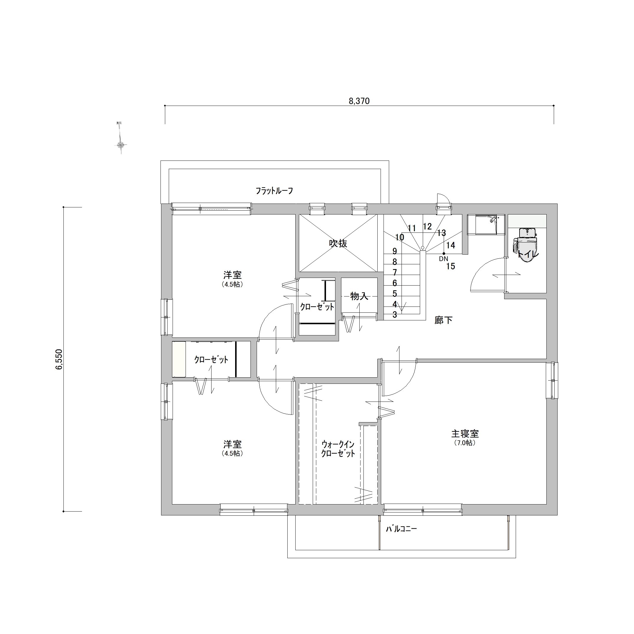 掲載の2階間取図は設計図書を基に描き起こしたもので実際とは多少異なる場合があります。