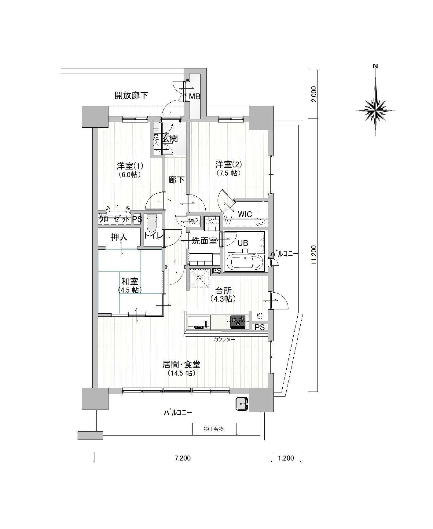 掲載の間取り図は設計図書を基に描き起こしたもので実際とは多少異なる場合があります。