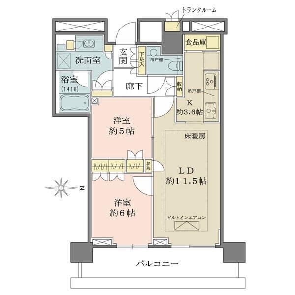キッチンに食品庫や各居室にクローゼット、廊下に物入など、収納量豊富な間取になります。