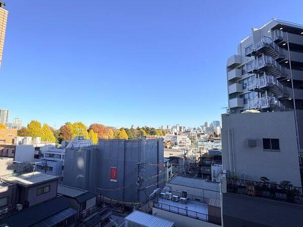 リビングからの眺望です。新宿御苑の緑を望めます。