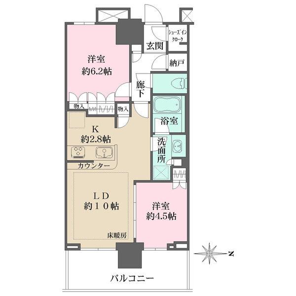 約12.8帖のLDKは隣接する洋室と一体利用も可。納戸やシューズインクロークの他、全居室収納付き。