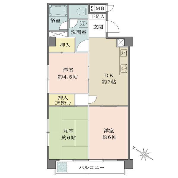 北・西の角住戸、２面採光・４階部分西向き（道路向き）につき抜け感・通風良好