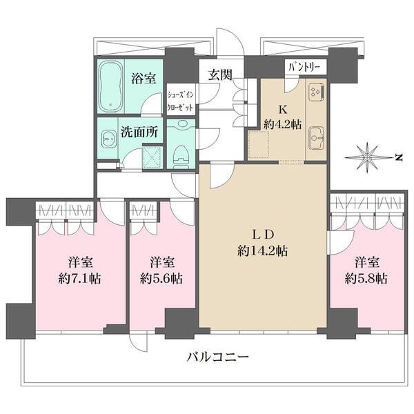 シューズインクローゼット付き・パントリー付き