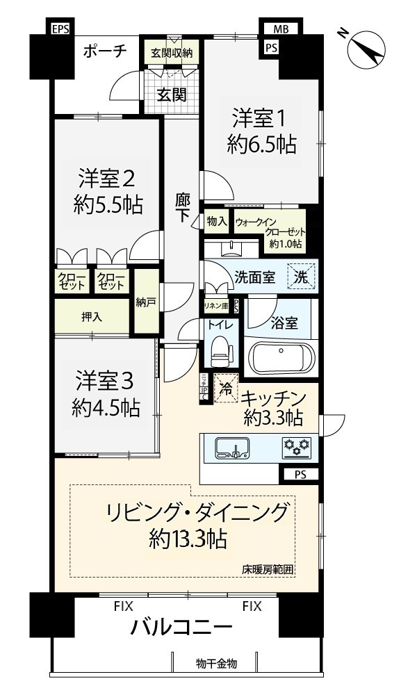 掲載の間取り図は設計図書を基に描き起こしたもので実際とは多少異なる場合があります。※１