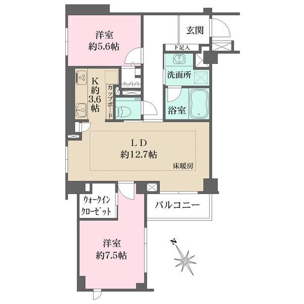 L字型の廊下で玄関から居室が見えず、プライバシー性の高い間取りです。