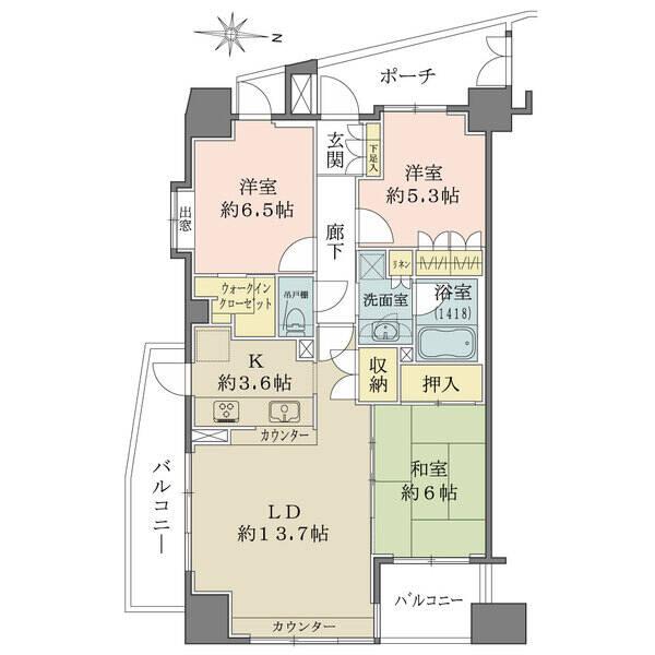 【南・東・西の三方向角部屋】室内きれいにお使いです。