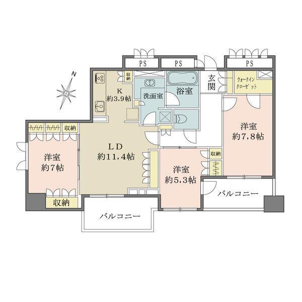 南西角住戸につき陽当たり・眺望・通風良好なお部屋です。