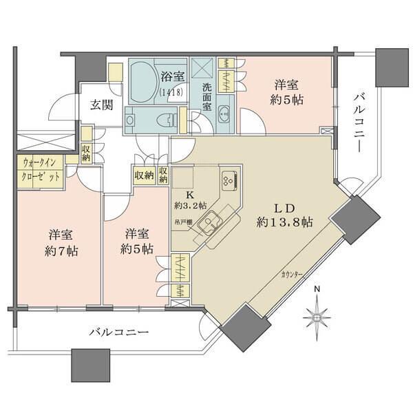 ウォークインクローゼット等豊富な収納スペースがございます。