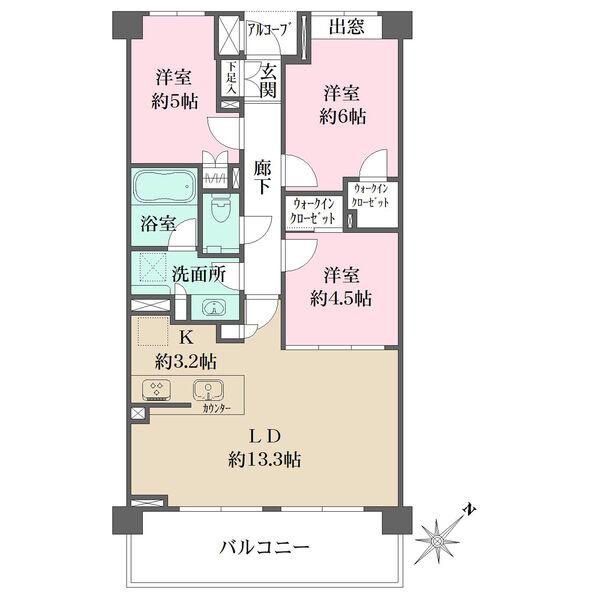 2つのウォークインクローゼット等、豊富な収納スペース付き。約4.5帖の洋室はLDと一体利用可能です。