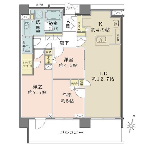 最上階につき、上階からの物音を気にせず生活できます。随所に収納が設けられた、ゆとりある住まいです。