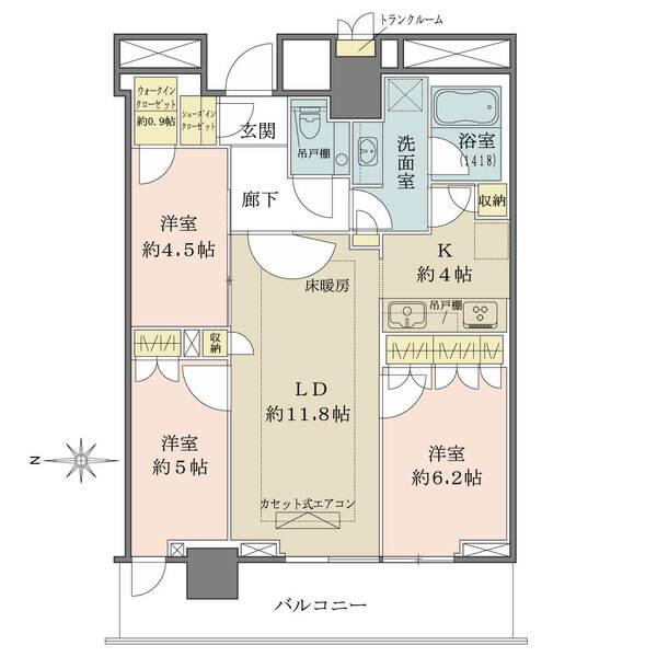 キッチンはLDと洗面室からの2WYA仕様で家事動線良好。ウォークイン＆シューズインクローゼット有り。