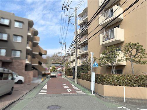 前面道路　南西側（２０２６年３月撮影）