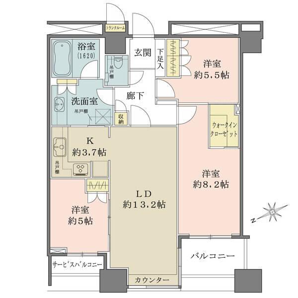 午後まで日が差し込む西向きの３LDK。20階につき眺望は良好。