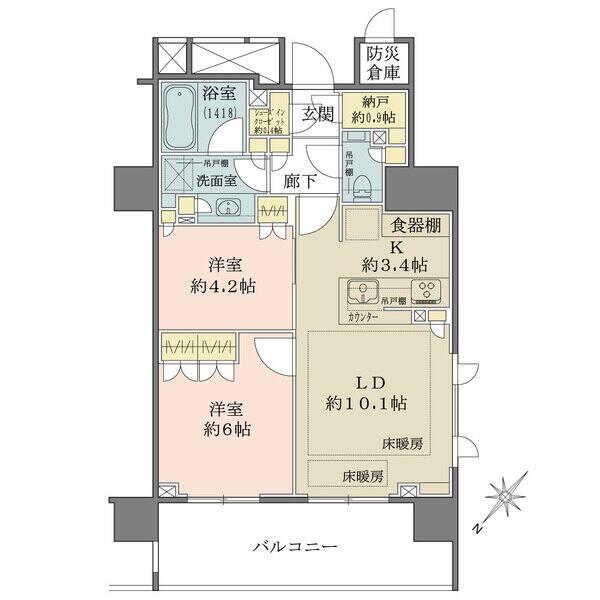 居室部分に柱の出っ張りのないアウトフレーム工法で家具の配置がしやすい間取りです。